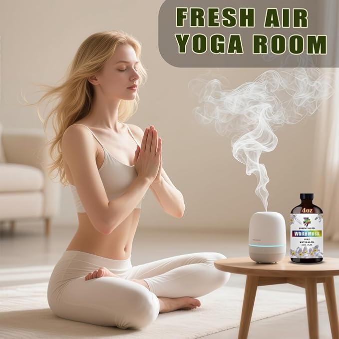 White Musk Essential Oil - GV77ZF White Musk Oils for Diffusers, Humidifiers, DIY Candles, Soap, Cleaning, Home, Office, Yoga, Massage, Gifts - 4 fl oz (120 ml)