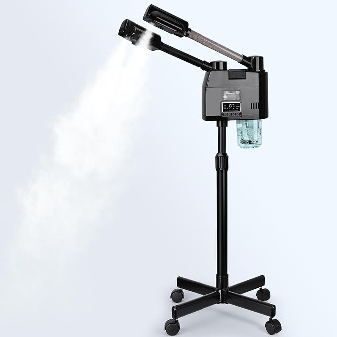FLOLXNB Professional Facial Steamer, 2 in 1 Facial Steamer, Esthetician Steamer with Hot&Cold Nozzle,Digital Face Steamer for Home Beauty Salon Spa