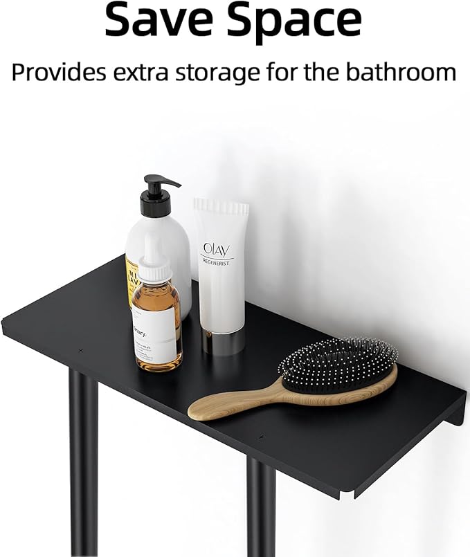 STWWO Towel Racks for Bathroom, Bathroom Towel Storage Wall Mounted 30 inch with Shelf Can Holds 6 Large Towels, Wall Towel Rack for Rolled Towels, Black (Pack of 2)