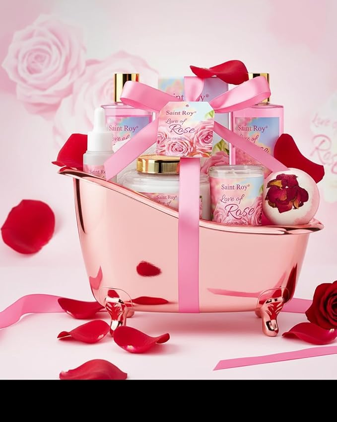 Mothers Day Gifts for Women,Bath Kit Rose Bath and Body Gift, Facial Skin Care Set, Self Care Pampering Kit, Home Spa, Birthday, Mother Day, Bridal Shower, Bath Kit Christmas Gifts for Women