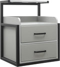 Salon Cabinet, Salon Storage Organizer with 2 Drawers, 110.23Lbs Load Capacity Salon Wall Cabinet, Hanging Styling Station Equipment for Spa, Barber Store, Locker Room, Bathroom (Black＋Grey)
