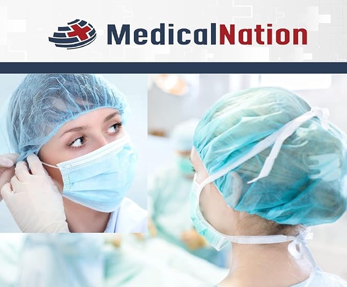 Medical Nation 21" Disposable Bouffant Caps | Pack of 100, Blue | Hairnets, Non-Woven, Non-Pleated Head Hair Covers |For Medical, Labs, Nurse, Tattoo, Food Service, Hospital, Cooking - Size 21" Blue
