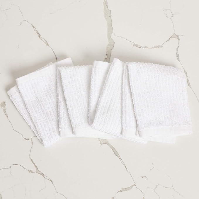 CASA COPENHAGEN Ribbed Bar Mop Towels - Pack of 12, 15"x19" 100% Cotton, Highly Absorbent & Durable Towels, Multipurpose Kitchen Towels for Home, Bar, Restaurant, Cleaning & More