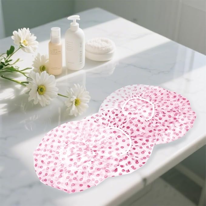 18 Pack Shower Caps for Women,Waterproof Reusable & Disposable Adjustable Bath Caps For Spa Long Hair Travel Saunas (Red)