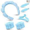 my novel things Spa Headband For Washing Face, Skincare headband and Wristband set With Hair Clips for Women Girls, Soft-Puffy Velvet Makeup Headbands Hair Band