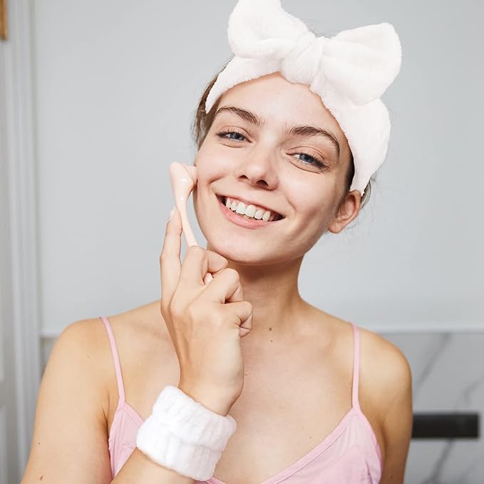 WHAVEL 6PCS Spa Headband and Wristbands Set, Face Wash Headband Wrist Bands for Washing Face Makeup Skincare Hair Band Skin Care Accessories Tools