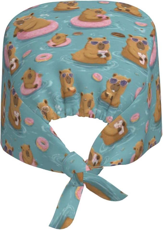 Alligator Ice Cream Working Cap, Scrub Cap with Sweatband, Adjustable Tie Back Hat Breathable Headgear for Women/Men