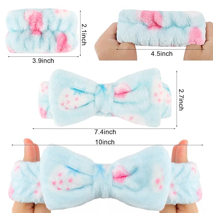 WHAVEL 6PCS Spa Headband and Wristbands Set, Face Wash Headband Wrist Bands for Washing Face Makeup Skincare Hair Band Skin Care Accessories Tools
