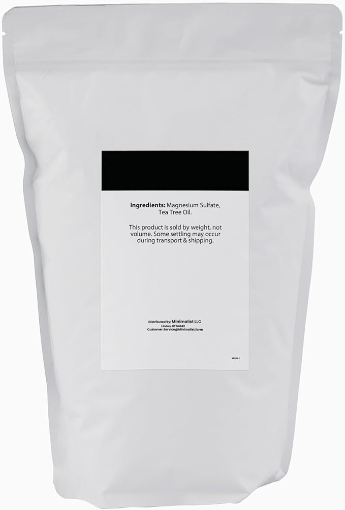 Minimalist Epsom Salt with Tea Tree Oil, Perfect for Scented Baths and Soaks, Packaged for Convenience in a Refillable Bag (80 Ounce)