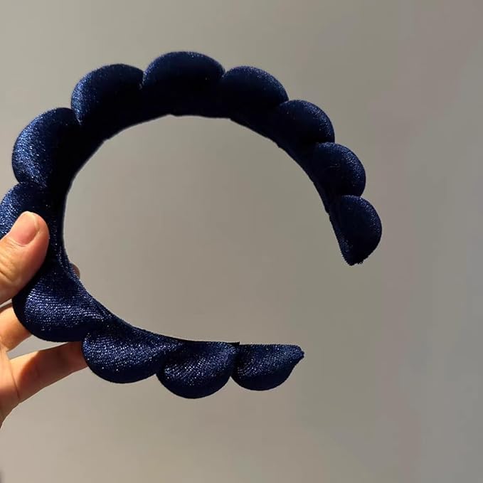 Fashion Headbands for Women Padded Fabric Hair Bands Wide Velvet Non Slip Headband Hair Accessories for Women Girls (Navy Blue)