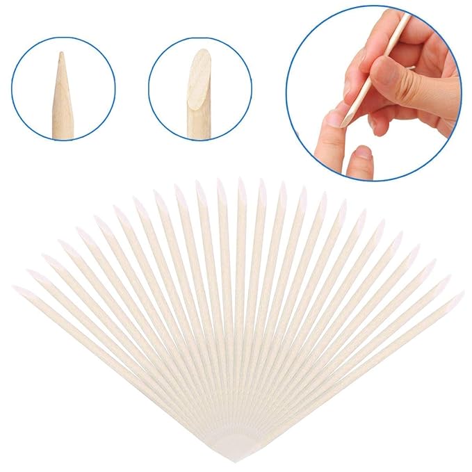 BTYMS 1000 Pcs Orange Wood Sticks 4.5 Inch Cuticle Pusher Wooden Cuticle Remover with Double Sided for Manicures and Pedicures Nail Tools