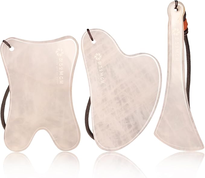 Gua Sha Massage Tools, 3Pcs Gua Sha Tools of Multi-Shapes, Guasha Scraping Massage Tools for Face and Body,Pink
