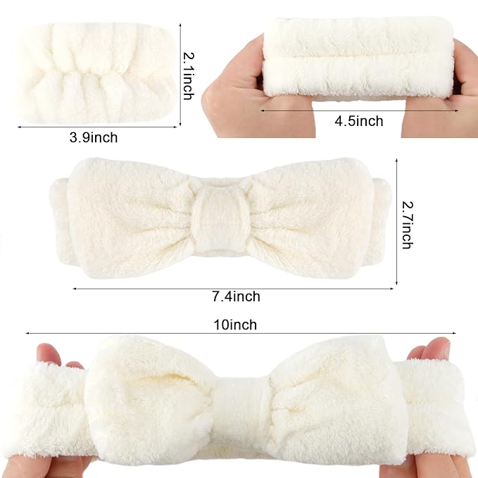 WHAVEL 6PCS Spa Headband and Wristbands Set, Face Wash Headband Wrist Bands for Washing Face Makeup Skincare Hair Band Skin Care Accessories Tools