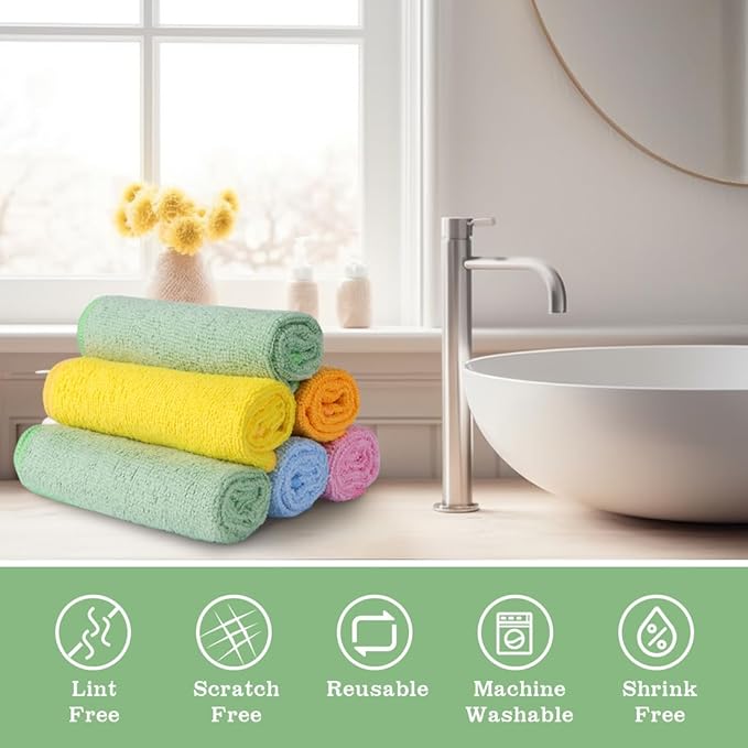 UNIMADE Washcloths Bulk 10 Pack Face Towels (12" x 12"), Highly Soft Wash Cloths and Hand Towels, Fast Drying Multi-Purpose Microfiber Cleansing Cloths for Bathroom, Hotel, Spa, and Salon-Multicolor