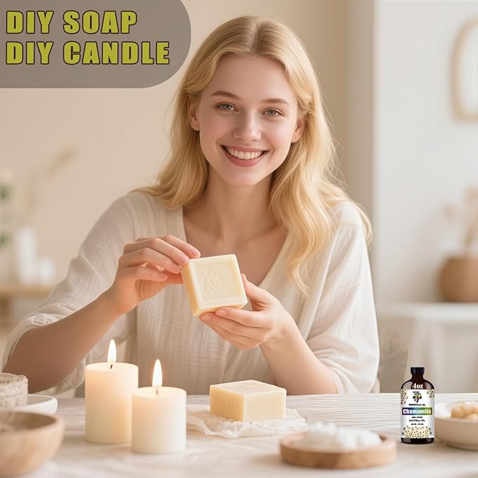Chamomile Essential Oil - GV77ZF Chamomile Oils for Diffusers, Humidifiers, DIY Candles, Soap, Cleaning, Home, Office, Yoga, Massage, Gifts - 4 fl oz (120 ml)