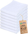 Flour Sack Towels | Tea Towel for Crafts| Kitchen Dish Cotton Blank Towel for Embroidery| Baking Bread Proofing Linen Cover| Thick Absorbent Quick Dry| 7 Pack 15"x 25" White