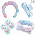 7 Pcs Spa Set, Facial Headband and Wristband Set, Skincare Accessories, College Style Girl Idea Gifts, Hair Accessories for Women and Girls （Tie Dye Blue）