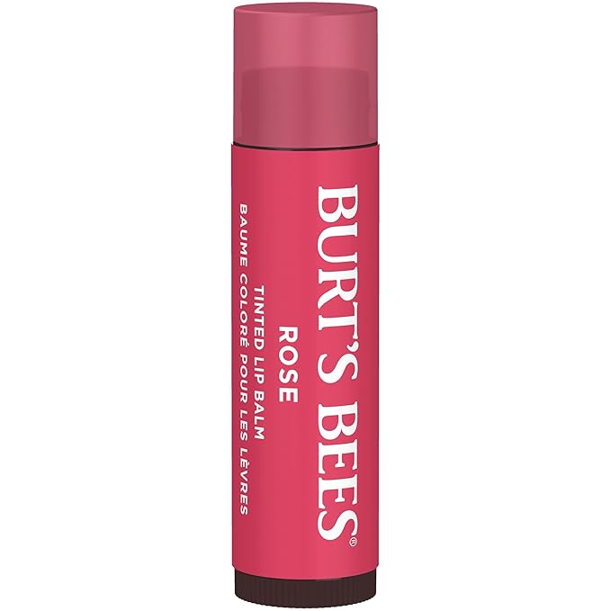 Burt's Bees Lip Tint Balm with Long Lasting 2 in 1 Duo Tinted Balm Formula,Color Infused with Deeply Hydrating Shea Butter for a Natural Looking Buildable Finish,Petal Rose,2 Count (Pack of 8)