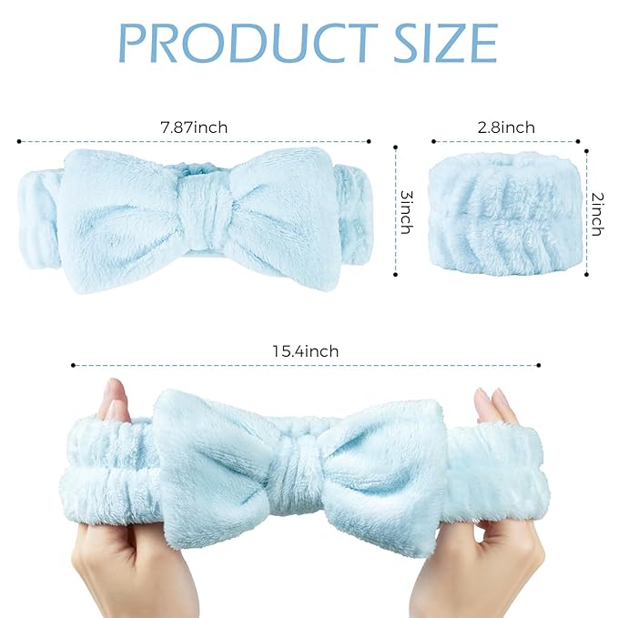 Fmeida Skincare SPA Headband Washing Face Wrist Bands Makeup Headbands Purple, 3 Pack