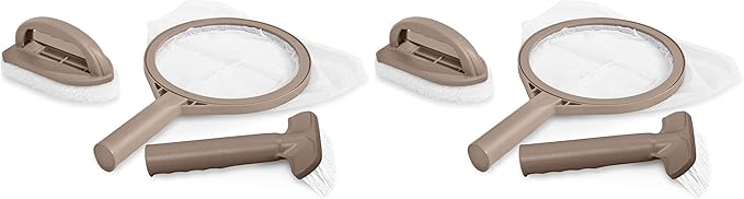 Intex PureSpa Hot Tub and Spa Maintenance Accessory Kit with Curved Brush, Mesh Net Skimmer, and Scrubber for Inflatable PureSpa Home Hot Tubs (Pack of 2)