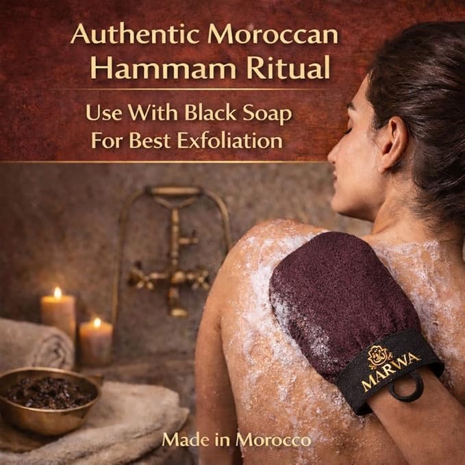 Moroccan Kessa Exfoliating Glove – Medium Hammam Exfoliating Mitt – Dead Skin Remover – Traditional Body Exfoliator – Made in Morocco
