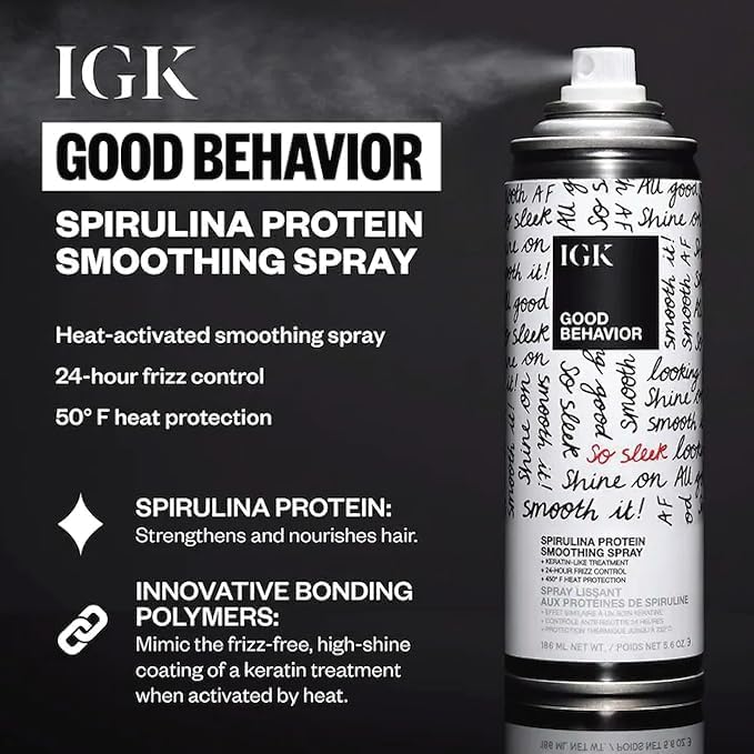 IGK ANTISOCIAL Mask + GOOD BEHAVIOR Hair Treatment Set | Frizz Control and Keratin-Like Smoothing for Dry, Damaged Hair | Hydrating Shine with 450°F Heat Protection | Full Size Value Set