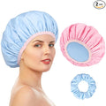 Pengxiaomei Double-Sided Shower Cap for Women, 2 in 1 Reusable Waterproof Bath Cap for Women Girls Long Thick Hair