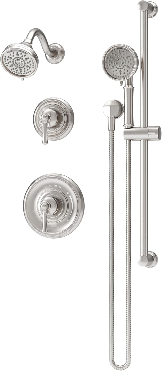 Symmons Braston HydroMersion Double Handle Shower Trim Kit with Hand Spray in Satin Nickel - 5895STN15TRM