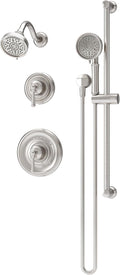 Symmons Braston HydroMersion Double Handle Shower Trim Kit with Hand Spray in Satin Nickel - 5895STN15TRM
