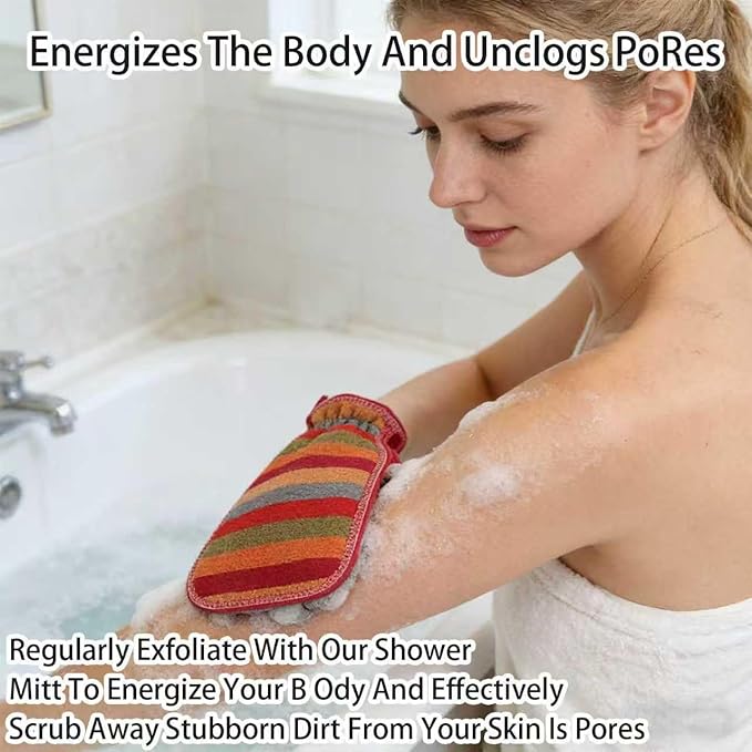3Pcs Exfoliating Gloves, Exfoliating Glove for Bath Scrub, Dead Skin Remover, Body Scrub Gloves for Shower, Spa, Massage and Dead Skin Cell Remover Loofah