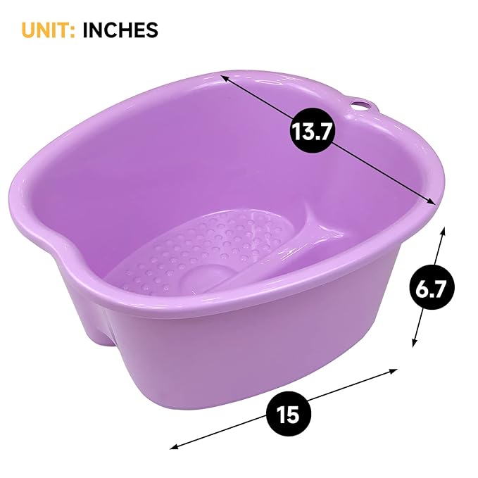 Extra-Large Foot Bath Soak Tub 2-Pack – Durable Massage Basins for Home Relaxation, Fits Large Feet, Non-Slip Base Purple/Black