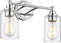 FEMILA Modern Bathroom Light Fixtures, 2-Light Bathroom Vanity Lights Over Mirror with Clear Glass Shade, Chrome Finish, 4FYC56B-2W CH