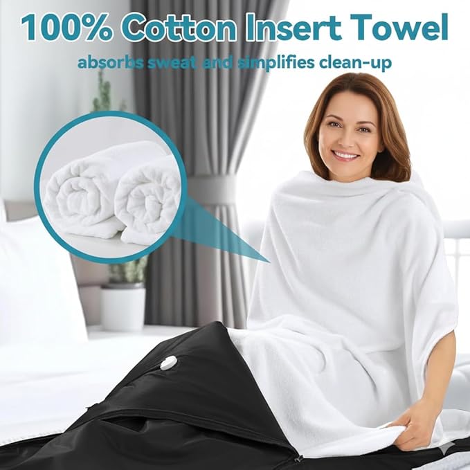 Sauna Towels for Infrared Sauna Blanket -Reusable & Machine-Washable Sauna Towel Insert for Blanket (Cotton)-White
