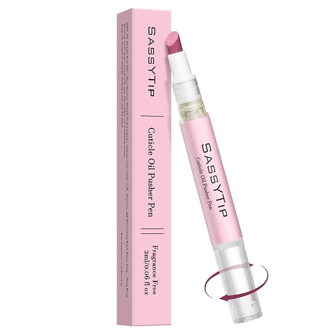 Ceramic Cuticle Pusher & Oil Pen, 2ml Rose/Lavender/Fragrance Free Scented Nail Care Pen, Gentle Cuticle Remover for Dry & Damaged Nails, Moisturize Strengthen Brighten (Pink)