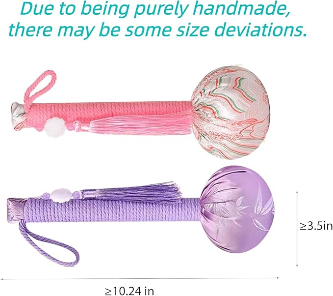 Mugwort Massage Hammer, Handheld Percussion Manual Massage Tool for Back, Shoulder & Body - Therapy Tool with US Design Patent (Bamboo Leaf Purple/Auspicious Cloud Pink)