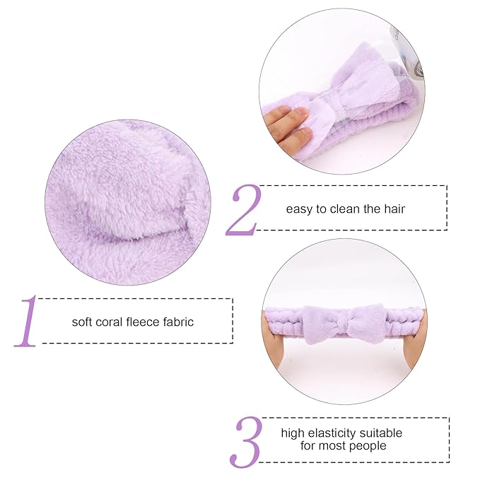 Semato Bachelorette Party Favor Set - Bride & Bridesmaid Spa Headbands (1 Bride + 7 Purple)