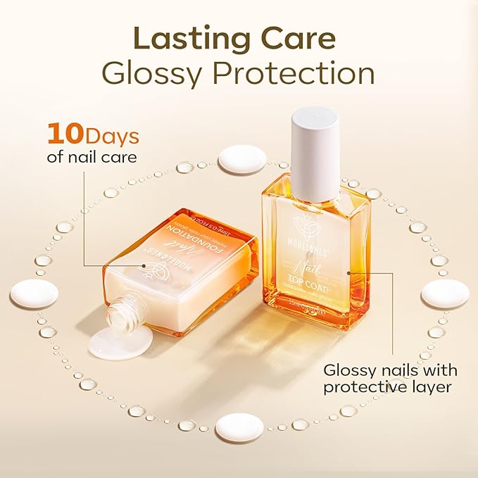 modelones Nail Strengthener and Growth Clear Gel Top Coat Nail Polish Cuticle Oil Pen Milky White Nail Repair for Damaged Nails Care Kit for Women 15 ml Ridge Filler for Growth