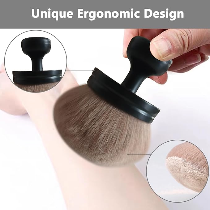 Body Makeup Brush Extra Large Oval Self Tanning Brush Multipurpose 74mm Wide-Headed Self Tanner Kabuki Sunscreen Brush for Legs Body Sunless Tan Streak Free Applicator(Black)
