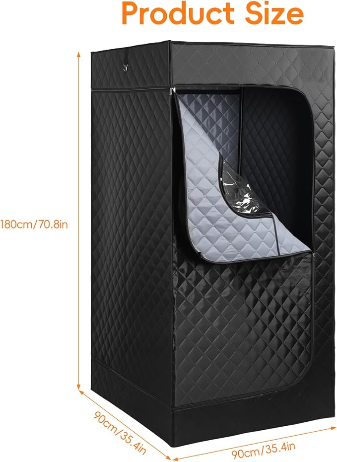 Sauna Box Portable Steam Sauna for Home Use, Infrared Sauna Tent with 99-Min Timer, 9 Heat Levels, Remote Control, Foldable Chair, Indoor Sauna Pod for Personal Wellness