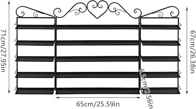 5 Tiers Wall-Mounted Nail Polish Storage Rack,Nail Polish Bottle Holder, 200 Bottles Organizer Shelf, with Lipstick Perfume Shelf for Home Spa Nail Salon Shop(Black)