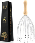 USAGA 28 Finger Head Scratcher, Head Massager, Scalp Massager, Stocking Stuffers Gift for Scalp Body Relaxing Wood Handle (1 Pack)