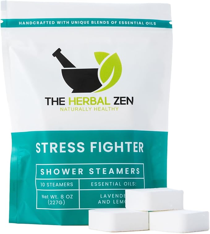 Stress Fighter Shower Steamers Aromatherapy for Relaxing - USA Made Mothers Day Gift for Mom - Lavender & Lemon Shower Bomb Tablets – Soothing Natural Essential Oils (10 Pack)