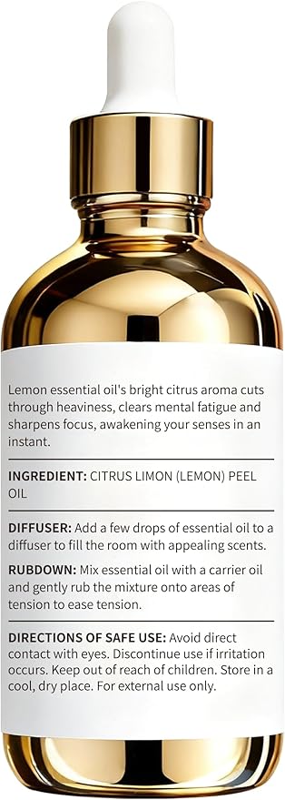 100% Pure Lemon Essential Oil 4 fl oz Thieves Oil Essential Oil - Essential Oils for Diffusers & Aromatherapy & Home Care Gifts for Women - Lemon Oil Essential Oil
