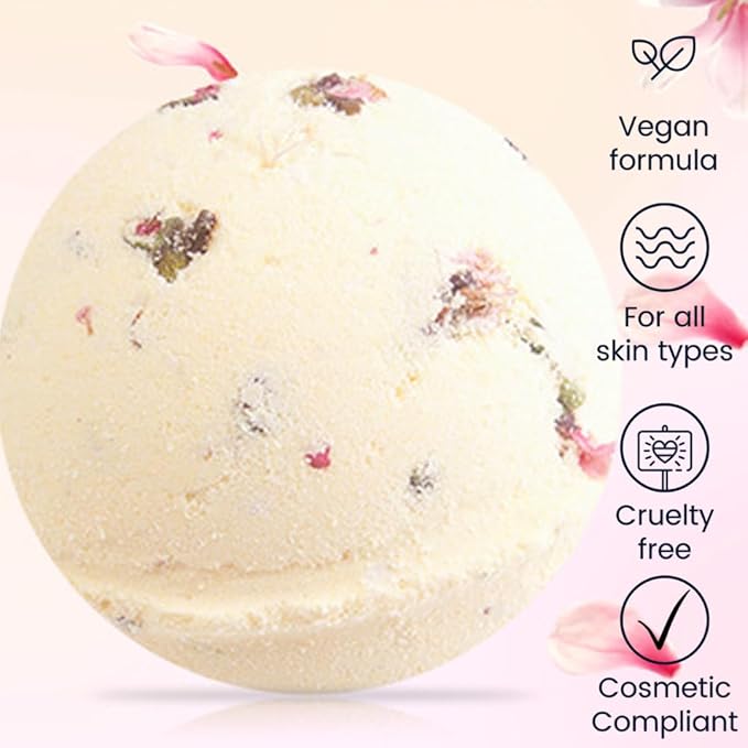 Bath Bombs for Women Spa Gift Set with 1 Rose and 1 Lemon Essential Oils Sea Salt Moisturizing Relaxing Birthday Gift for Her Bubble Bath Skincare Relaxation Aromatherapy Gifts 2 Pack