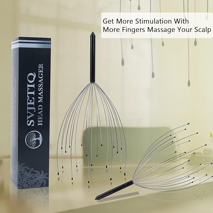 Svjetiq 2 Pack Head Massager Scalp Massager 20 Fingers Handheld Scalp Scratcher Head Scratcher Stress Relax for Deep Relaxing, Christmas Gift Stocking Stuffers for Men Women Adults