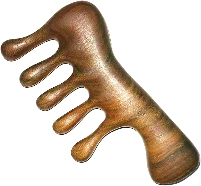 OULIGET Wood Gua Sha Massage Tools Set,Scraping Scalp Massage Comb,Natural Wooden Gua Sha Tool,Scraping Tool. (Handle Wooden Comb)