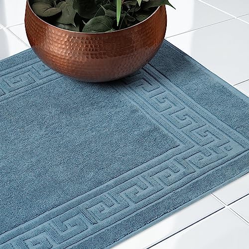 Superior Heavyweight Cotton Bath Mats, 2-Piece Rugs For Bathroom Accessories, Washable Rug For Shower, Toilet, Modern Decor, No Backing, Luxury Hotel And Spa Quality, Set of 2, 22" x 35", Sapphire - Image 6