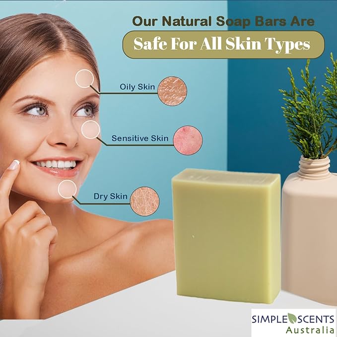 Simple Scents Australia French Pear Scented Natural Soap Bars (5 Bars), 3.5oz Moisturizing French Triple Milled Soap Bars Enriched with Shea Butter - Pure Plant Oil Bath & Body