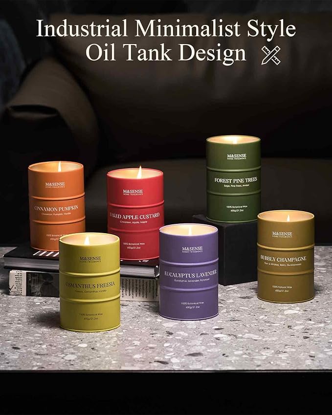 M&SENSE Vanilla Tobacco Scented Candles Large, Natural Soy Candles 21.2oz 120 Hour Slow Burning,Aromatherapy Candle for Stress Relief Meditation Relaxing