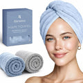 Microfiber Hair Towel Wrap Turban (Blue and Grey)